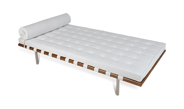 Van Der Rohe Style Barcelona Daybed - White Leather