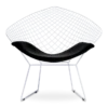 Bertoia Style Diamond Chair - Black Cushion & White Frame
