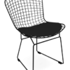 Bertoia Style Wire Side Chair - Black Cushion & Black Frame