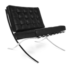 Van Der Rohe Style Barcelona Chair - Black Leather
