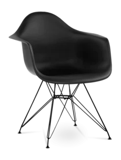 Eames Style DAR Chair - Black & Black Legs
