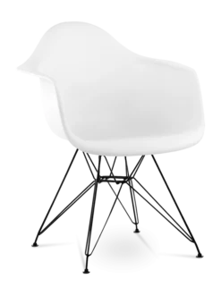 Eames Style DAR Chair - White & Black Legs