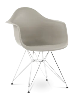 Eames Style DAR Chair - Beige & Chrome Legs