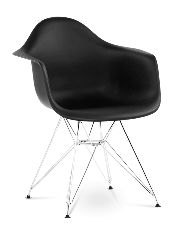Eames Style DAR Chair - Black & Chrome Legs