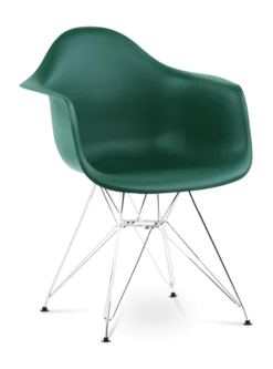 Eames Style DAR Chair - Forest Green & Chrome Legs