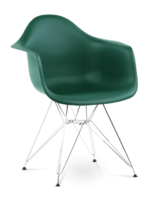 Eames Style DAR Chair - Forest Green & Chrome Legs