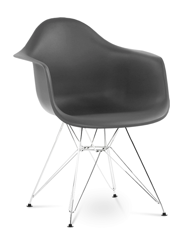Eames Style DAR Chair - Dark Grey & Chrome Legs