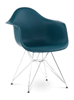 Eames Style DAR Chair - Ocean & Chrome Legs