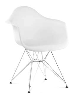 Eames Style DAR Chair - White & Chrome Legs