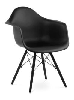 Eames Style DAW Chair - Black & Black Legs