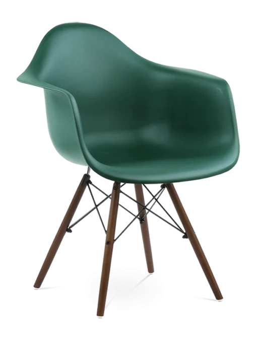 Eames Style DAW Chair - Forest Green & Walnut Legs