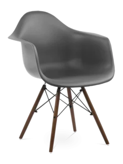 Eames Style DAW Chair - Dark Grey & Walnut Legs