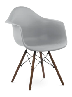 Eames Style DAW Chair - Mid Grey & Walnut Legs