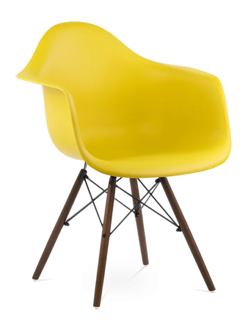 Eames Style DAW Chair - Mustard & Walnut Legs