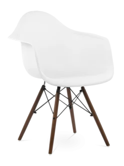 Eames Style DAW Chair - White & Walnut Legs