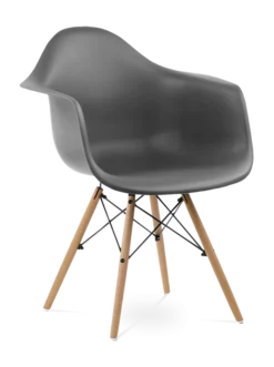 Eames Style DAW Chair - Dark Grey & Beech Legs