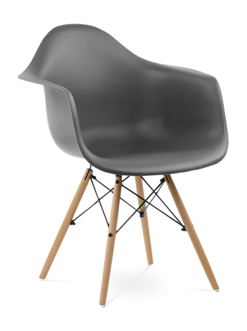 Eames Style DAW Chair - Dark Grey & Beech Legs