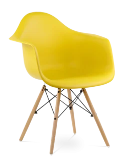 Eames Style DAW Chair - Mustard & Beech Legs