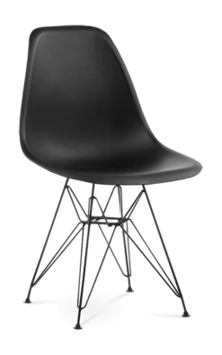 Eames Style DSR Chair - Black & Black Legs