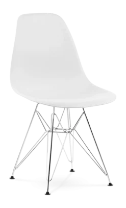 Eames Style DSR Chair - White & Chrome Legs