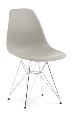 Eames Style DSR Chair - Beige & Chrome Legs