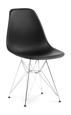 Eames Style DSR Chair - Black & Chrome Legs