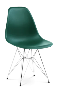 Eames Style DSR Chair - Forest Green & Chrome Legs