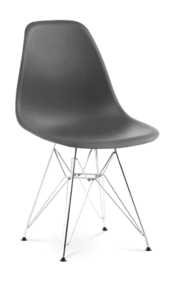Eames Style DSR Chair - Dark Grey & Chrome Legs