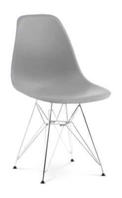 Eames Style DSR Chair - Mid Grey & Chrome Legs