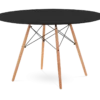 Designer Plastic 120cm Dining Table - Black & Beech Wood Legs