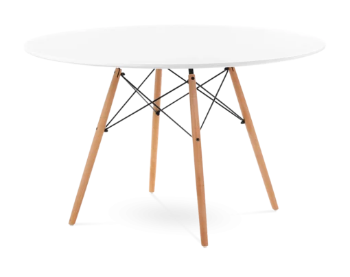 Eames Style 120cm Eiffel Dining Table - White & Beech Legs