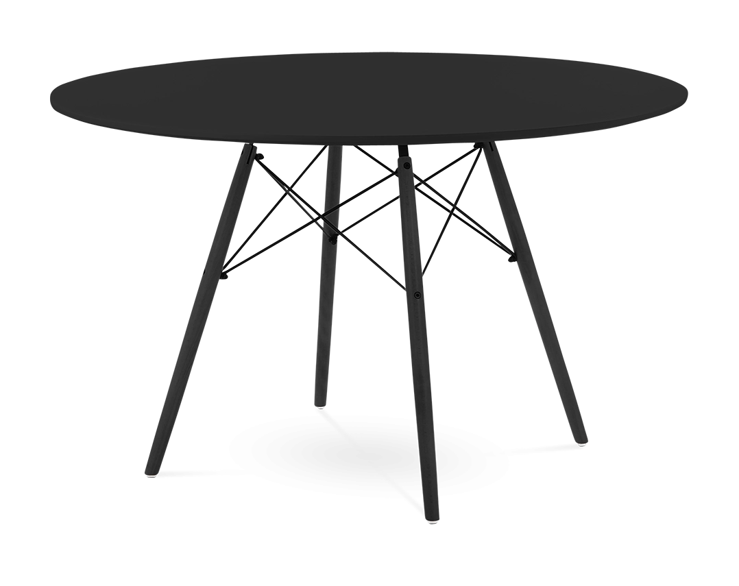 Eames Style 120cm Eiffel Dining Table - Black & Black Legs