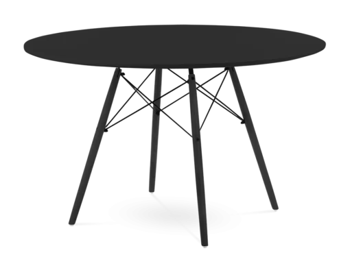 Designer Plastic 120cm Dining Table - Black & Black Wood Legs