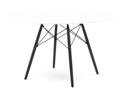 Designer Plastic 120cm Dining Table - White & Black Legs