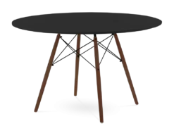 Designer Plastic 120cm Dining Table - Black & Walnut Wood Legs