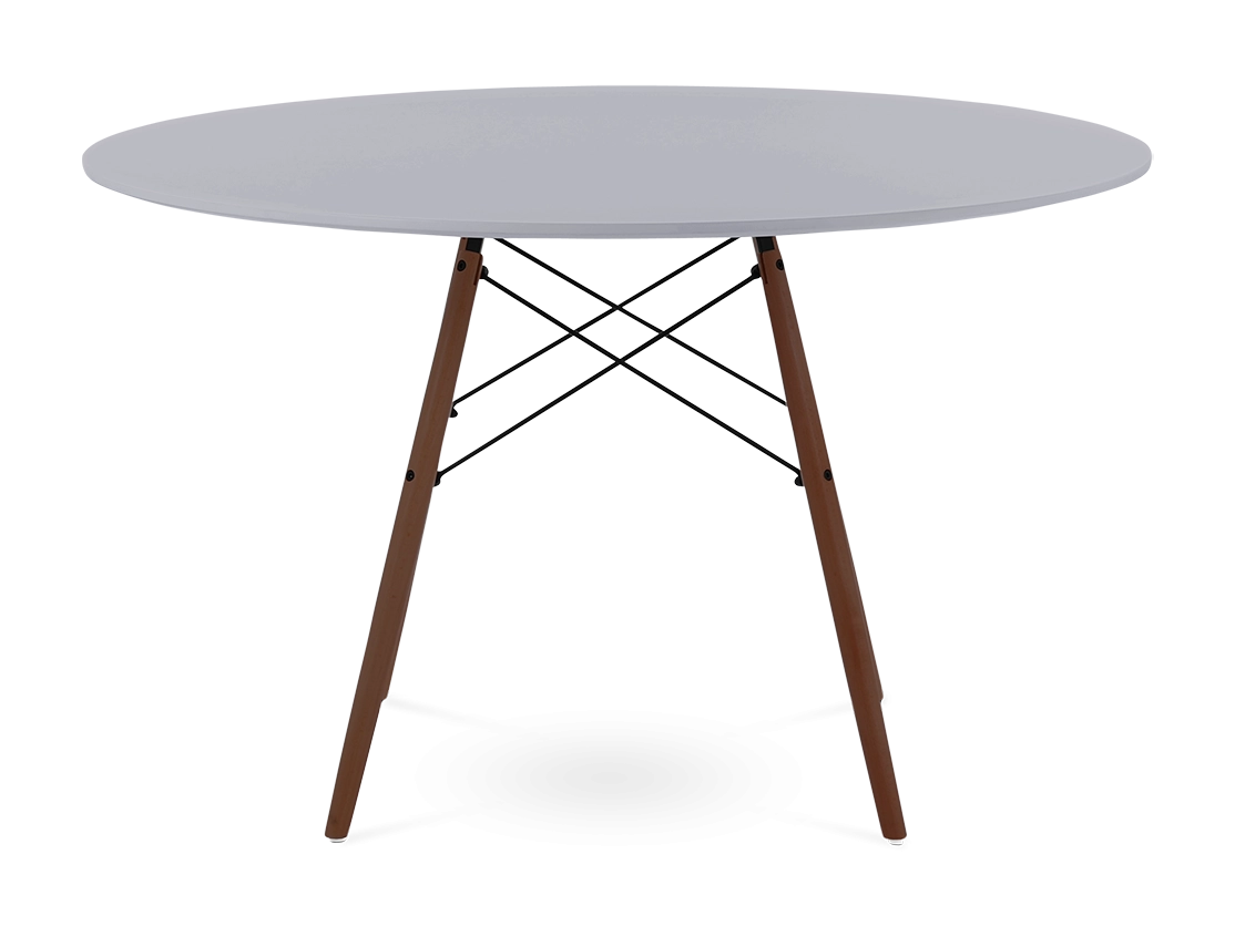 Designer Plastic 120cm Dining Table - Mid Grey & Walnut Wood Legs - Image 2