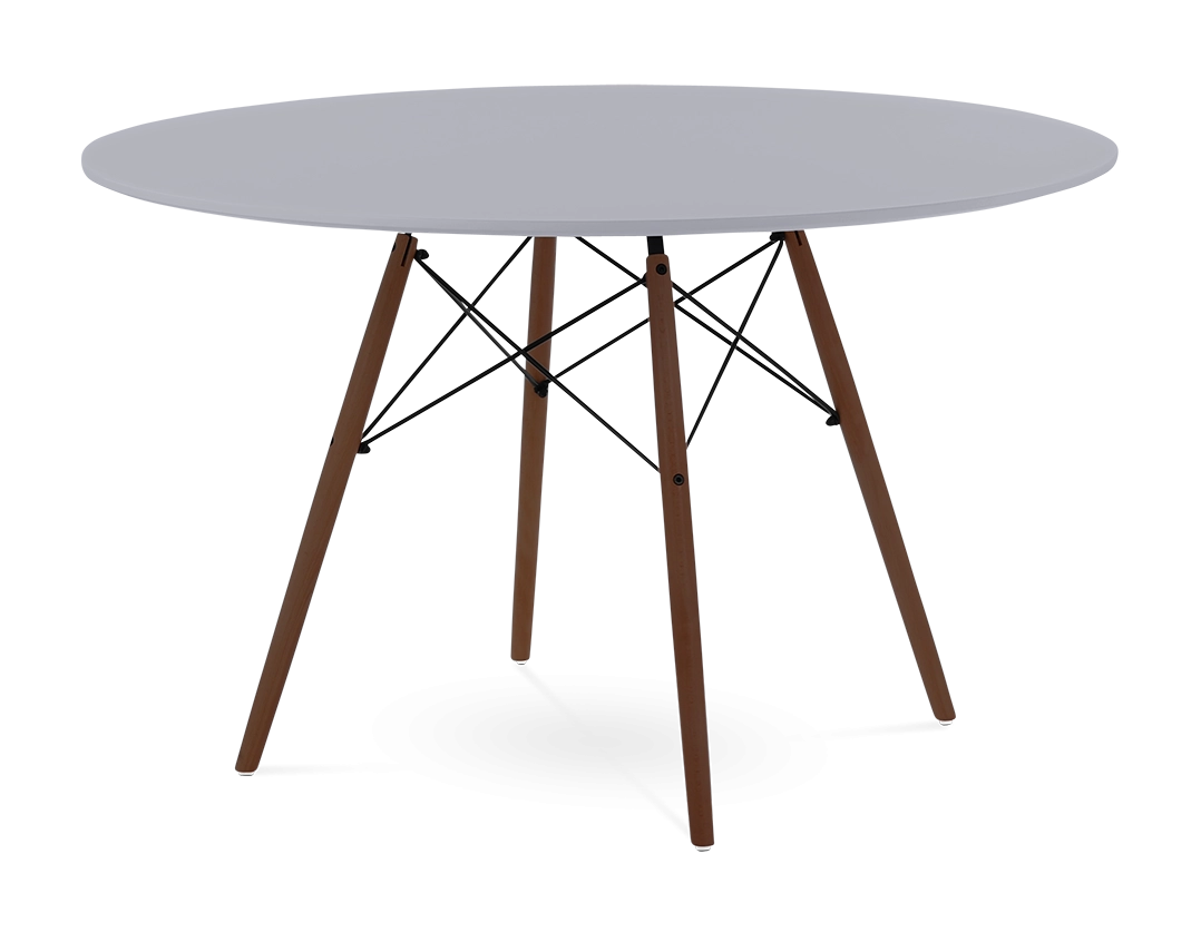 Designer Plastic 120cm Dining Table - Mid Grey & Walnut Wood Legs