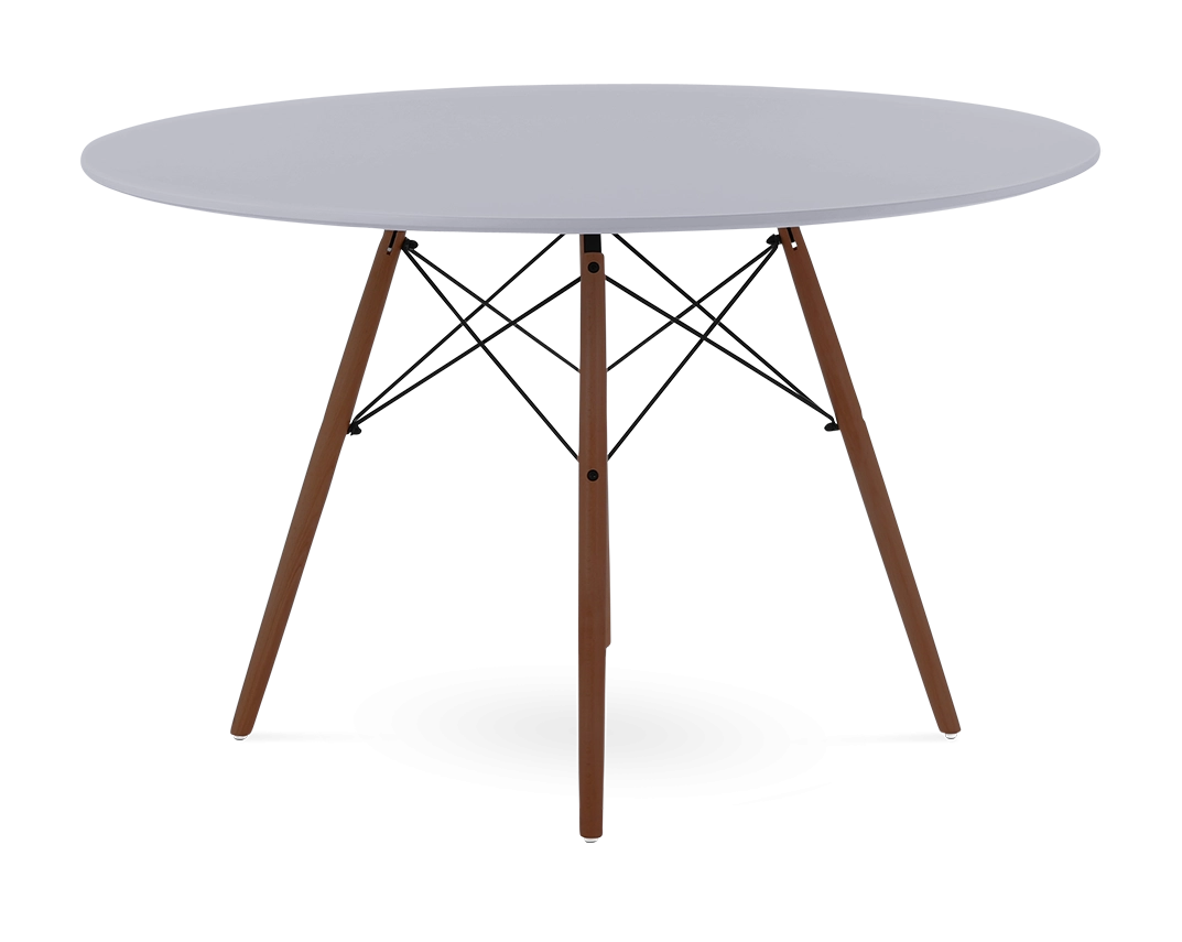 Designer Plastic 120cm Dining Table - Mid Grey & Walnut Wood Legs - Image 3
