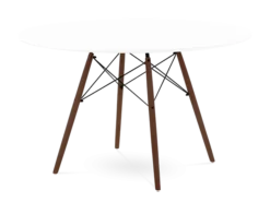 Designer Plastic 120cm Dining Table - White & Walnut Wood Legs