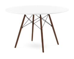 Eames Style 120cm Eiffel Dining Table - White & Walnut Legs
