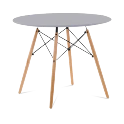 Eames Style 90cm Eiffel Dining Table - Mid Grey & Beech Legs