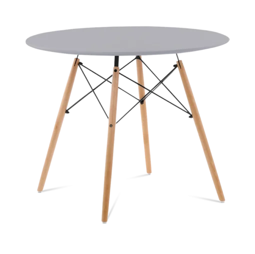 Eames Style 90cm Eiffel Dining Table - Mid Grey & Beech Legs