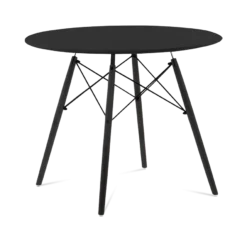 Eames Style 90cm Eiffel Dining Table - Black & Black Legs