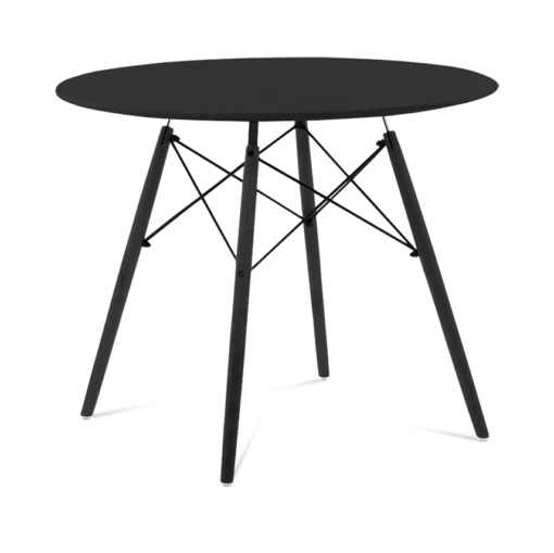 Eames Style 90cm Eiffel Dining Table - Black & Black Legs