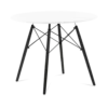 Designer Plastic 90cm Dining Table - White & Black Wood Legs