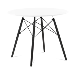 Eames Style 90cm Eiffel Dining Table - White & Black Legs