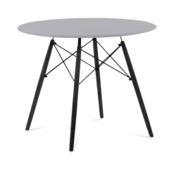 Eames Style 90cm Eiffel Dining Table - Mid Grey & Black Legs