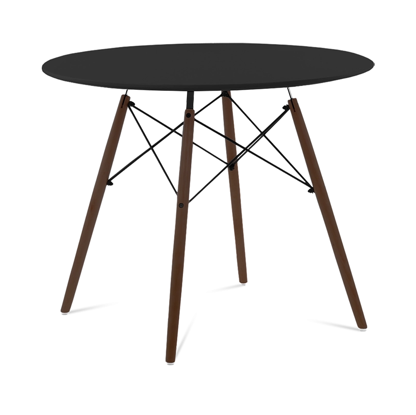 Eames Style 90cm Eiffel Dining Table - Black & Walnut Legs