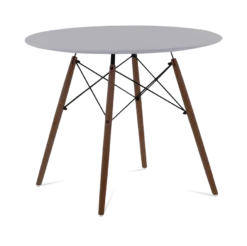Eames Style 90cm Eiffel Dining Table - Mid Grey & Walnut Legs