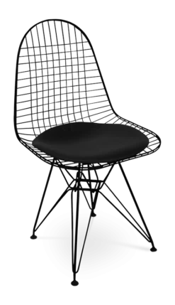 Eames Style DKR Wire Chair - Black Cushion & Black Frame